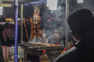 Made an awful mess trying to eat these prawns on a stick. Had to watch the locals to see how it was done. By then it was too late.