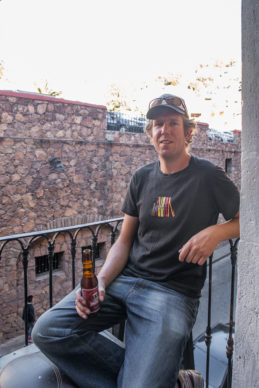 Stopping for a craft brew on a tiny balcony at Oveja Negra.